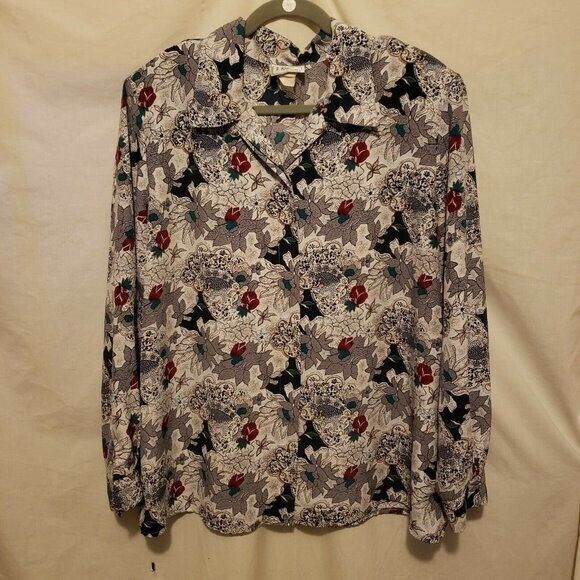 Classic Collection Womens Sz L? Multicolor  Floral Long Sleeve Button Down Blous - Picture 5 of 9
